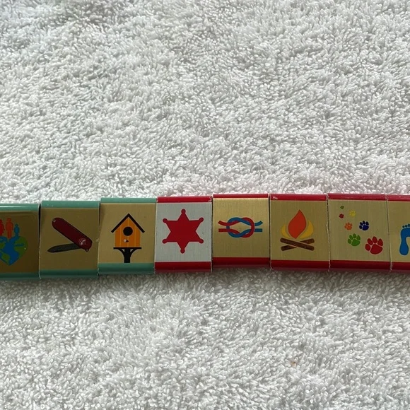 Cub Scout belt with 17 loop slider awards. Size small. - Picture 3 of 5